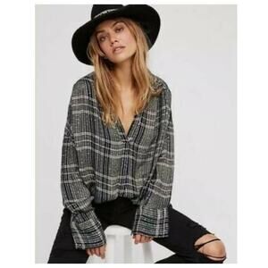 FREE PEOPLE Fearless Love Pullover Long Sleeve Black Sequin XS